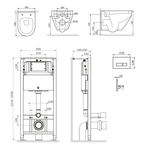 Комплект: инсталляция с унитазом и клавишей AM.PM Spirit V2.0 IS47001.701700 фото 2