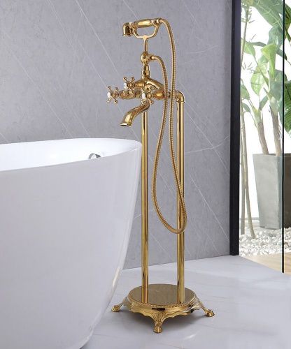 Напольный смеситель для ванны с душем, золото ABBER Klassik AF8415G фото 4