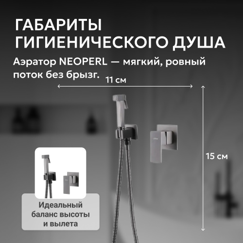 Встраиваемый смеситель с гигиеническим душем, никель ABBER Daheim AF8225NG фото 8