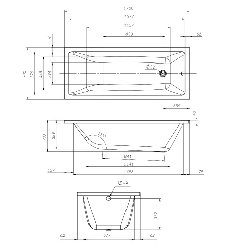 Акриловая ванна 170x70 см AM.PM Gem W93A-170-070W-A фото 4