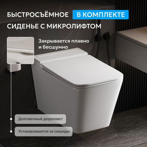 Унитаз ABBER Rechteck AC1202P подвесной белый с импульсным смывом фото 8