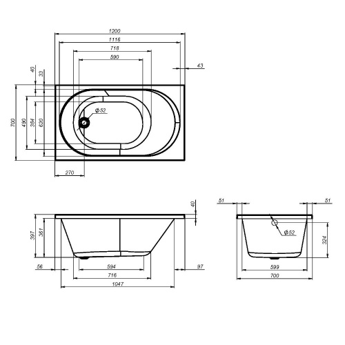 Акриловая ванна, 120х70 см AM.PM X-Joy W94A-120-070W-A фото 9