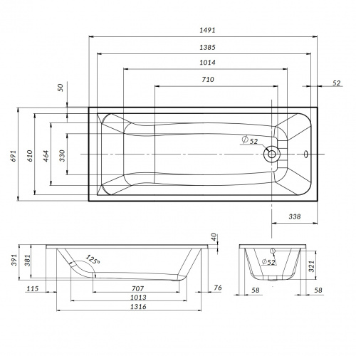 Акриловая ванна 150х70 см AM.PM Gem W90A-150-070W-A1 фото 12