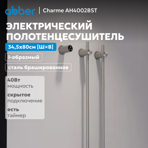 Полотенцесушитель электрический ABBER Charme AH4002BST сталь брашированная фото 12