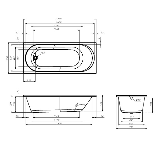 Акриловая ванна, 165х70 см AM.PM X-Joy W94A-165-070W-A фото 4