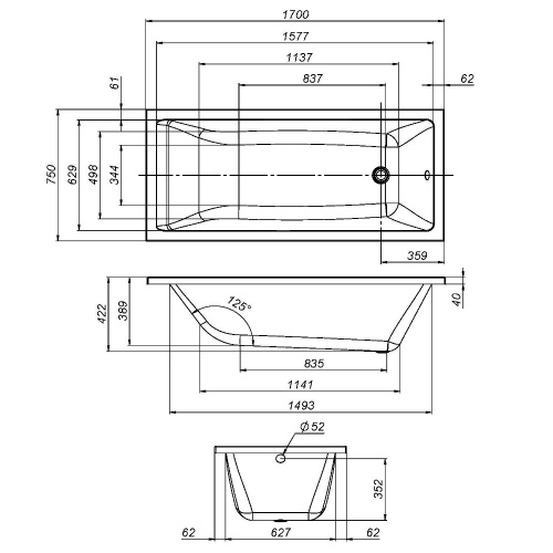 Акриловая ванна 170x75 см AM.PM Gem W93A-170-075W-A фото 4