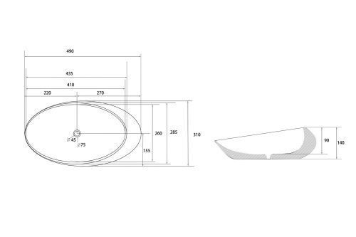 Раковина накладная 49х31см овальная  черная матовая  ABBER Bequem AC2107MB фото 10