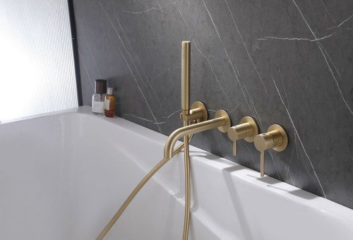 Встраиваемый смеситель для ванны с душем, золото матовое ABBER Wasser Kreis AF8130G фото 5