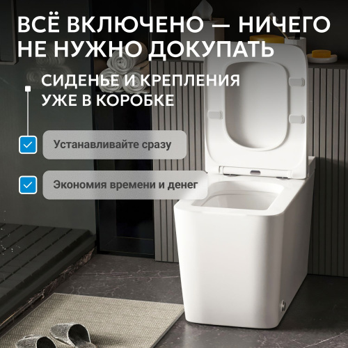 Унитаз ABBER Rechteck AC1212P приставной белый с импульсным смывом фото 5
