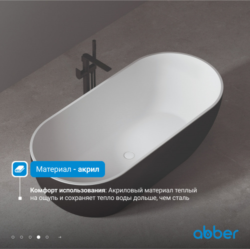 Акриловая ванна 172х79 ABBER AB9241MB черная матовая фото 6