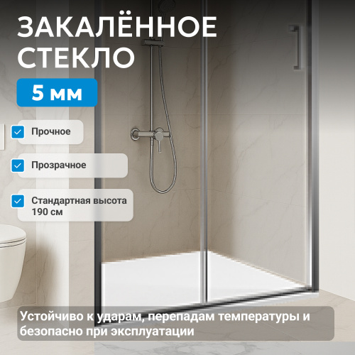 Душевая дверь 150х190 ABBER Schwarzer Diamant AG301505 фото 5