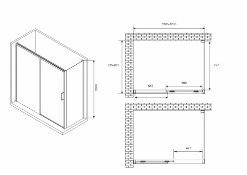 Душевой уголок 120х90 ABBER Komfort AG93120B-S92B фото 19