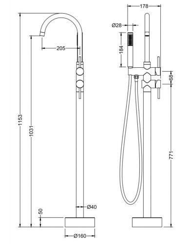 Смеситель Timo Saona 2300/00Y-CR напольный, хром фото 2