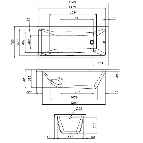 Акриловая ванна 160x70 см AM.PM Gem W93A-160-070W-A фото 4