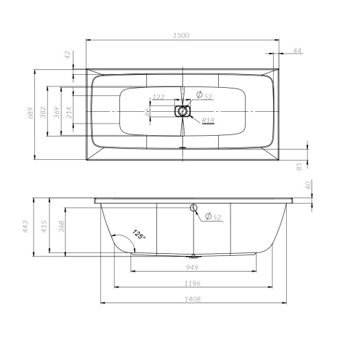 Акриловая ванна 150х70 см AM.PM Func W84A-150-070W-A фото 10
