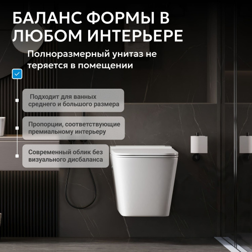 Унитаз ABBER Rechteck AC1202P подвесной белый с импульсным смывом фото 9