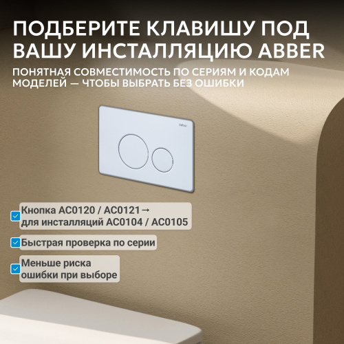 Кнопка смыва для инсталляции ABBER  белая матовая фото 4