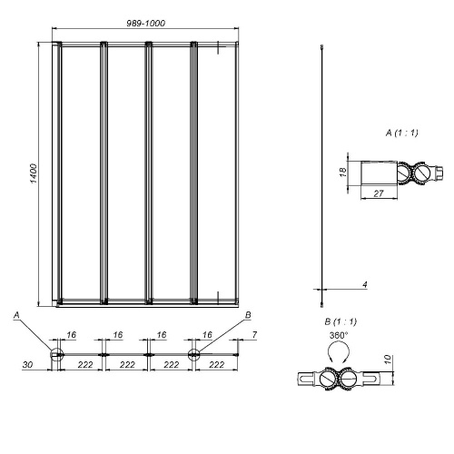 Душевая шторка на ванну AM.PM Like W80BS-100-140CT фото 8