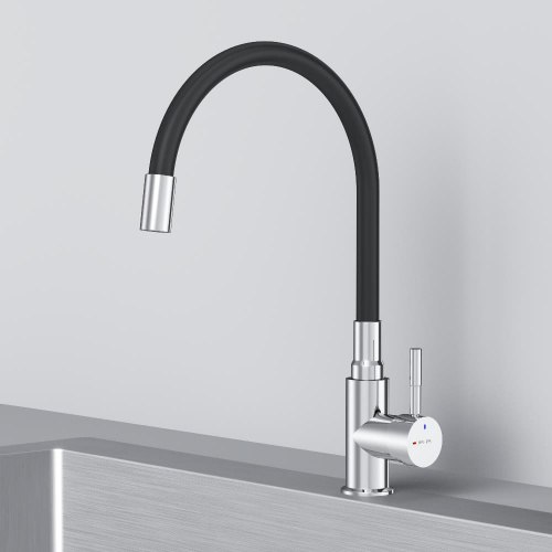 Смеситель для кухни с гибким изливом, черный/хром AM.PM X-Joy S F85B07602 фото 8