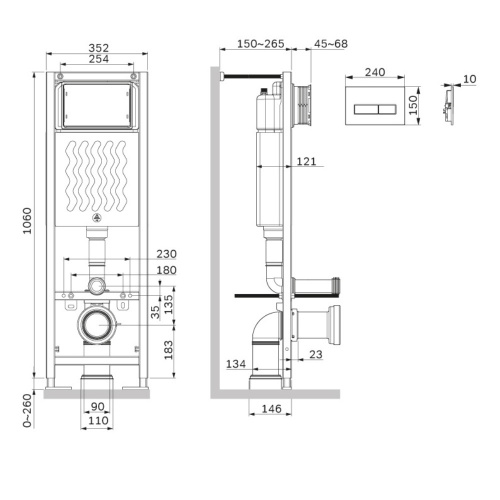 Инсталляция для подвесного унитаза с клавишей ErgoFit M AM.PM ErgoFit I012711.0301 фото 3