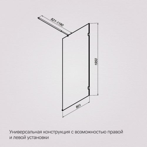 Душевая перегородка 80x195 см AM.PM X-Joy W94WI-80-F1-MTE фото 8