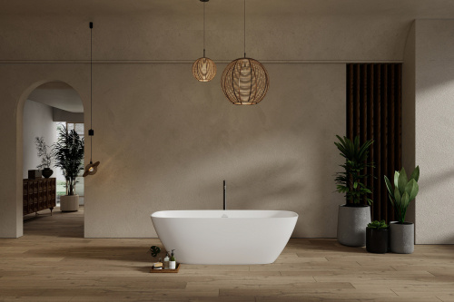 Ванна из искусственного камня 165х70,5 ABBER Stein AS9632 белая матовая фото 9