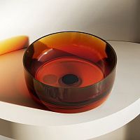 Раковина накладная прозрачная 40х40см круглая  коричневая  ABBER Kristall AT2804Opal