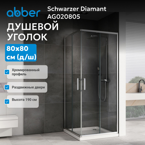 Душевой уголок 80х80 ABBER Schwarzer Diamant AG020805 фото 4