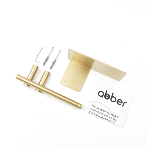 Бумагодержатель с полкой ABBER Osten 316 AA1830BG брашированное золото фото 2