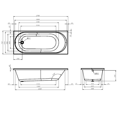 Акриловая ванна, 175х75 см AM.PM X-Joy W94A-175-075W-A фото 4