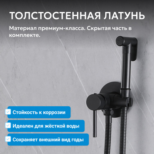 Встраиваемый смеситель с гигиеническим душем, черный матовый ABBER Wasser Kreis AF8125B фото 5