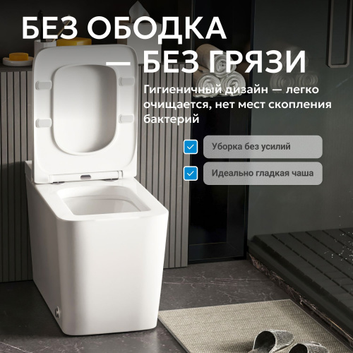 Унитаз ABBER Rechteck AC1212P приставной белый с импульсным смывом фото 2