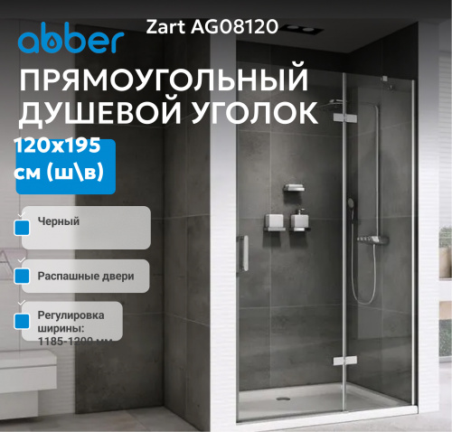Душевая дверь 120х195 ABBER Zart AG08120 фото 3