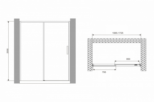 Душевая дверь 170х200 ABBER Komfort AG93170 фото 2