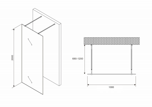 Душевая перегородка 100x200  ABBER Immer Offen AG68100BF8 фото 6