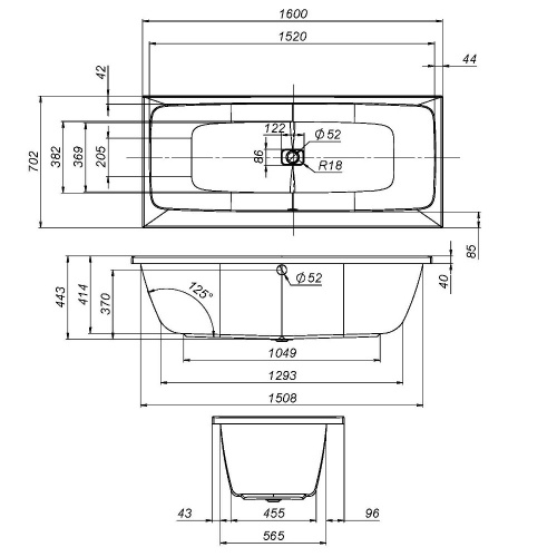 Акриловая ванна 160х70 см AM.PM Func W84A-160-070W-A фото 10