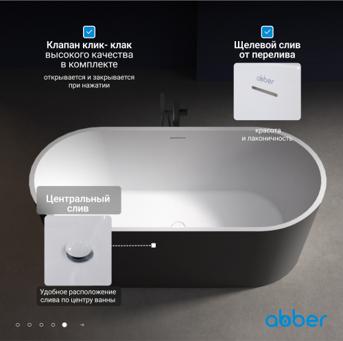 Акриловая ванна 170х80 ABBER AB9209MB черная матовая фото 8