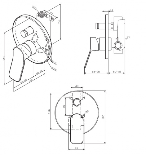 Встраиваемый смеситель AM.PM X-Joy F85A45000 фото 3