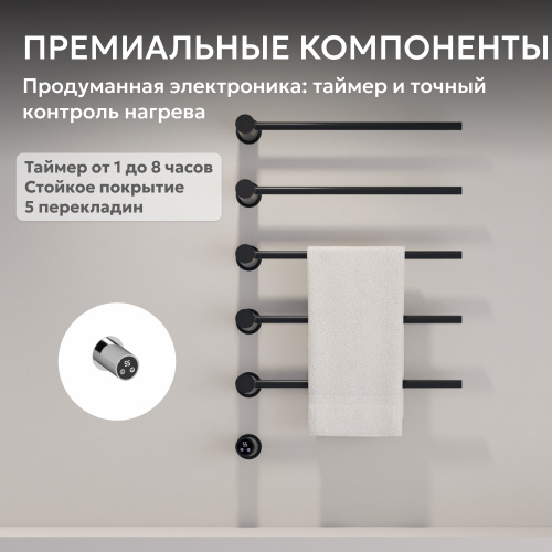 Полотенцесушитель электрический ABBER Charme AH4005MB черный матовый фото 4