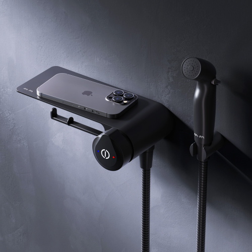 Смеситель TouchReel, монтируемый в стену с гигиеническим душем и полкой AM.PM X-Joy F0H85A822