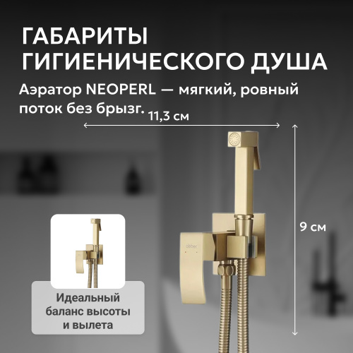 Встраиваемый смеситель с гигиеническим душем, золото матовое ABBER Wasserfall AF8625G фото 8