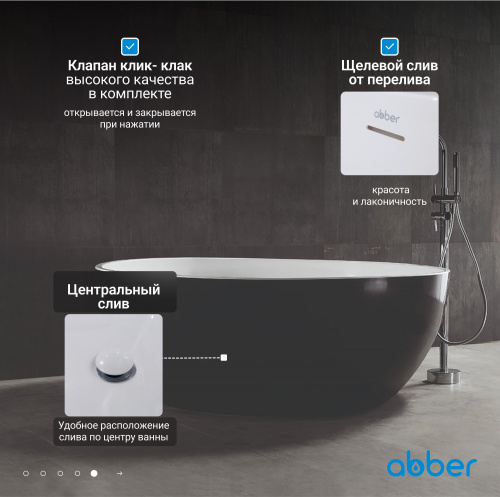 Акриловая ванна 150х150 ABBER AB9279MB черная матовая фото 7