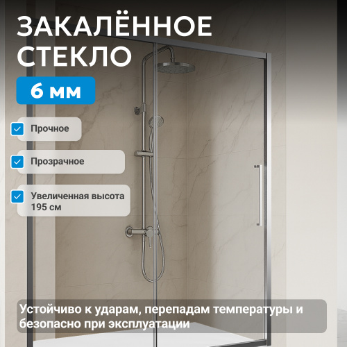 Душевая дверь 120х195 ABBER Schwarzer Diamant AG30120H фото 4