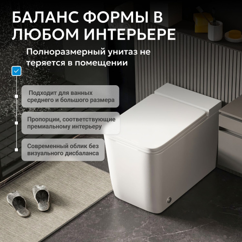 Унитаз ABBER Rechteck AC1212P приставной белый с импульсным смывом фото 10