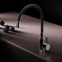 Смеситель для кухни с гибким изливом, черный/хром AM.PM X-Joy S F85B07602