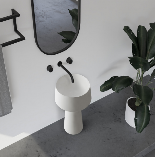 Раковина отдельностоящая 50х50см круглая  белая матовая  ABBER Stein AS2508-H фото 7