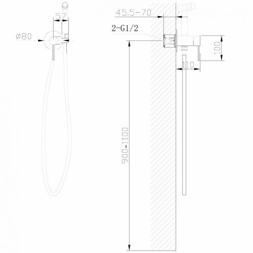 Встраиваемый смеситель с гигиеническим душем, золото матовое ABBER Wasser Kreis AF8125G фото 2