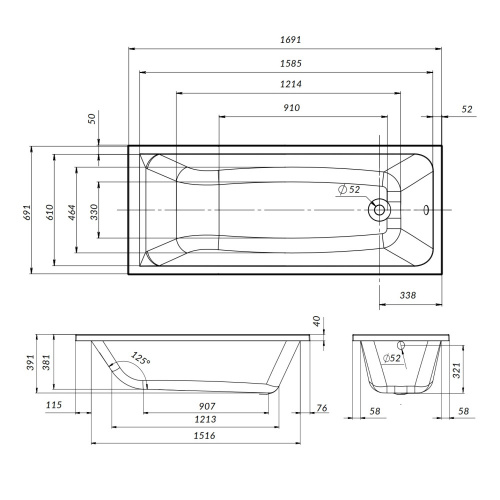 Акриловая ванна 170х70 см AM.PM Gem W90A-170-070W-A1 фото 2