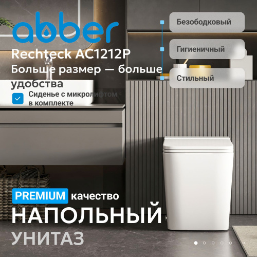 Унитаз ABBER Rechteck AC1212P приставной белый с импульсным смывом фото 23