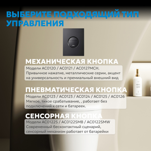 Кнопка смыва для инсталляции ABBER  пневматическая, черная матовая фото 8